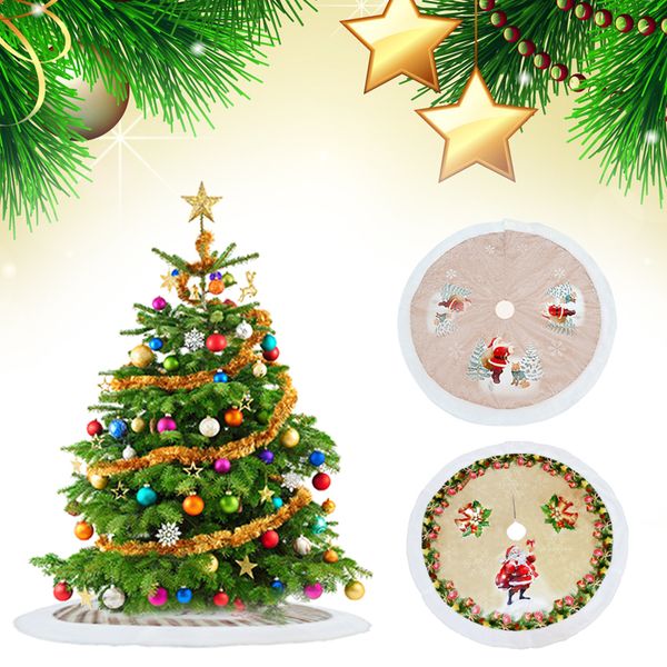

christmas tree dress printing santa claus winter round skirt christmas tree skirt soft flannelette 98cm party decor floor mat