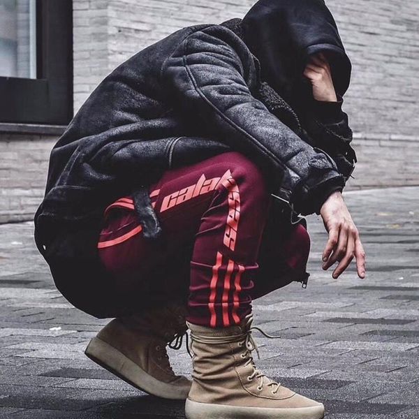 

2017 kanye west season 4 sweatpants calabasas old school pants sweatpants three bars trousers fashion hip-hop joggers pants sport hfkz001, Black