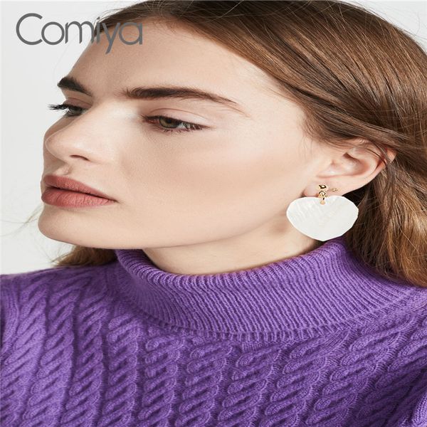 

comiya drop earrings women gold color zinc alloy acrylic shell heart shape pendant pendientes korean jewelry dangle earring, Silver