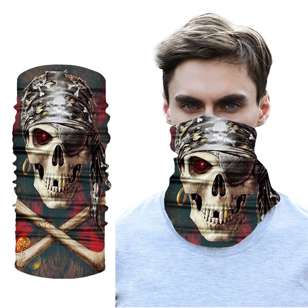 

летний череп печатная дышащая шея трубка лыжный шарф балаклава волшебный головной платок открытый пешие прогулки велоспорт аксессуары, Black