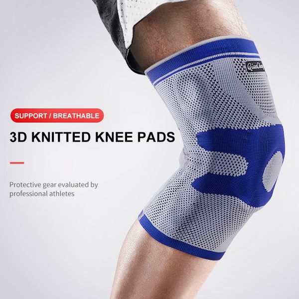 

knee compression sleeve support with patella gel pad and side stabilizer, elastic breathable knee brace for basketball running, Black;gray