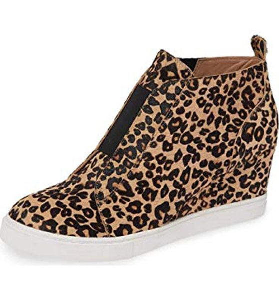 

zapatos mujer 2019 leisure women shoes casual rubber fashion leopard wedges thick bottom flat zipper casual shoes boot #4, Black
