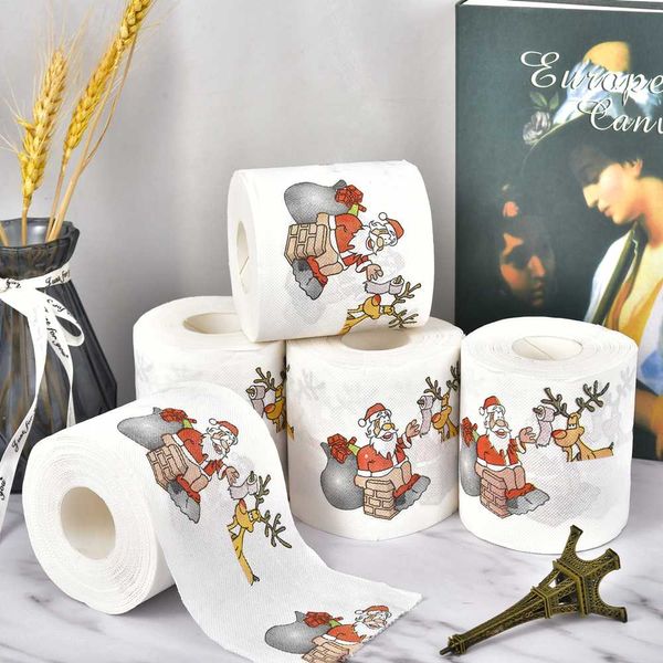 

new year gifts 22m/roll santa claus reindeer christmas toilet paper christmas decorations for home natale noel navidad 2019,q