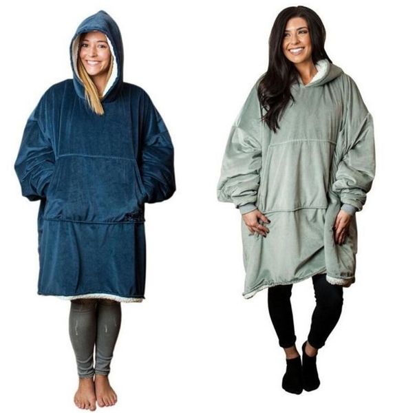 

mens womens designer hoodie lazy peoples big and loose tv blanket reversible family warm hoodies, Black