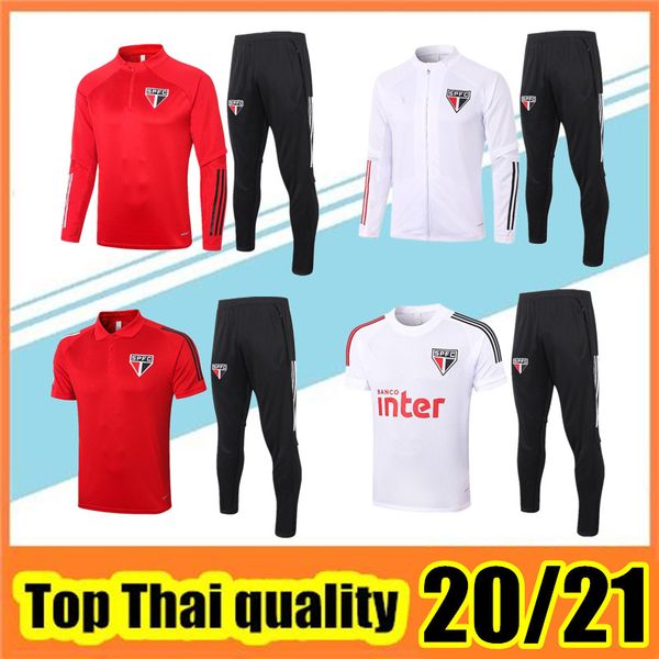 

20/21 brazil sao paulo soccer tracksuit jacket football training suit chandal jackets 2020/21 sao paulo polo shirt suit, Black