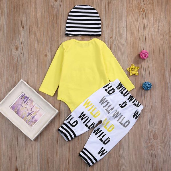 

newborn baby boy одежда экипажа письмо печати комбинезон + длинные брюки + шляпа 3шт. наборы нарядов, Blue;gray