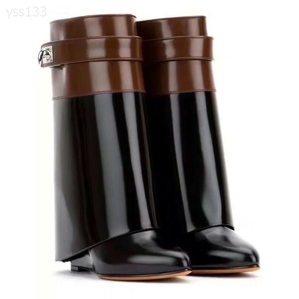 

long boots 100% cowhide high heel boots luxurys woman high shoes double fashionable ladies shoes leather fashion bare boots large size 35-41, Black