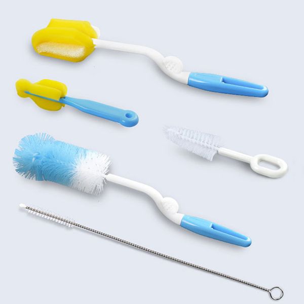 

5 piece set cleaning 360 degrees pacifier sponge baby supplies practical bottle brush nylon with handle