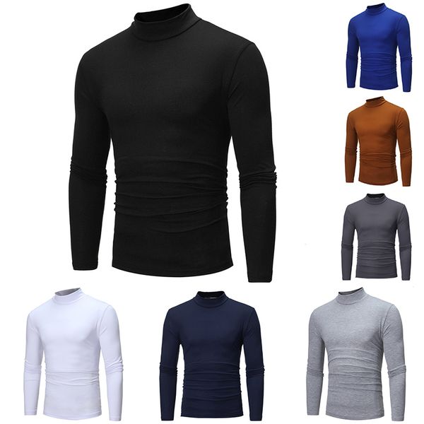 

men's t-shirts autumn winter mens thin thermal t-shirt half-collar bottoming slim warm cotton high-necked long-sleeved, White;black