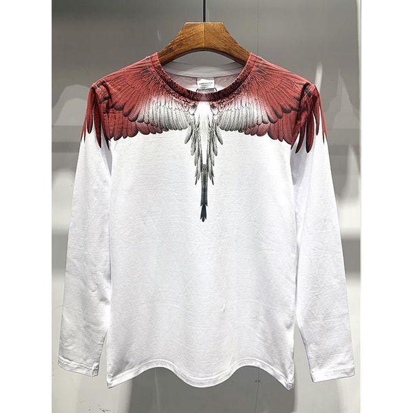 

men designer shirt autumn spring marcelo buron vermilion wings long sleeve luxury t-shirt men pullover plus size m-3xl, Black