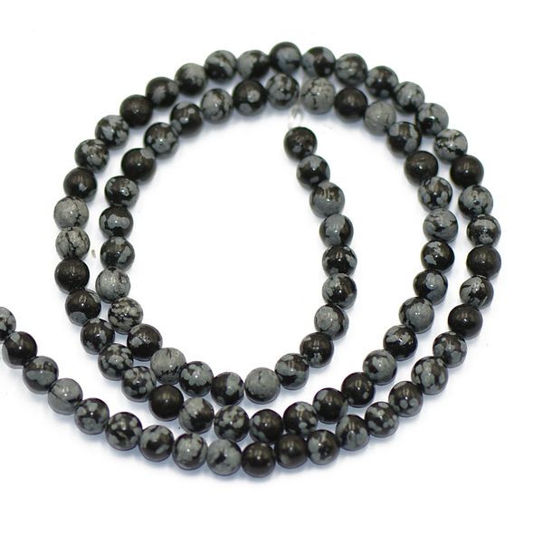 

snowflake obsidian round gemstone loose beads strand 4 mm / 15 inch