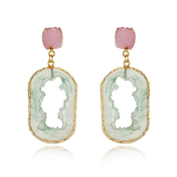 

1 пара boho смолы полые нерегулярные серьги для женщин ювелирные изделия ручной работы геометрический прямоугольник мотаться уха рождественс, Silver