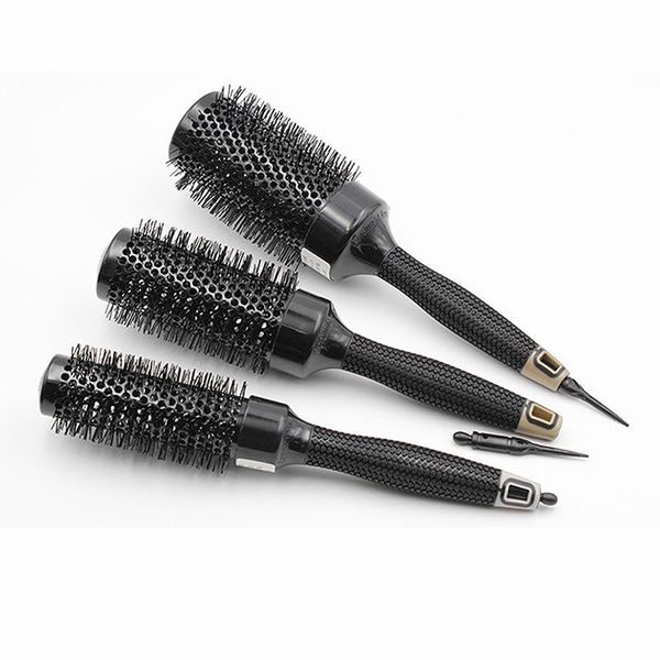 

dropshipping 6pcs/set creramic round lonic hair accessories brush scalp massager aluminum tube round barrel curl hair comb brush 1166 mjfdj, Silver