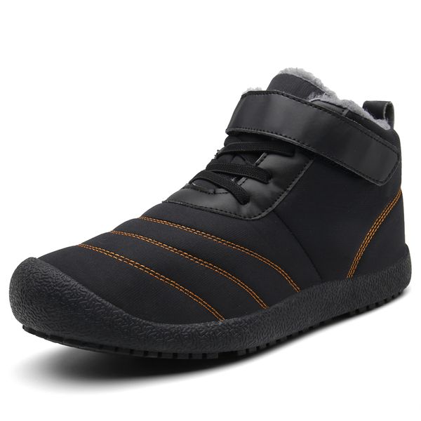 

snow boots men hiking shoes winter boots with fur winter shoes non-slip outdoor men platform thick plush warm 2019 new, Black