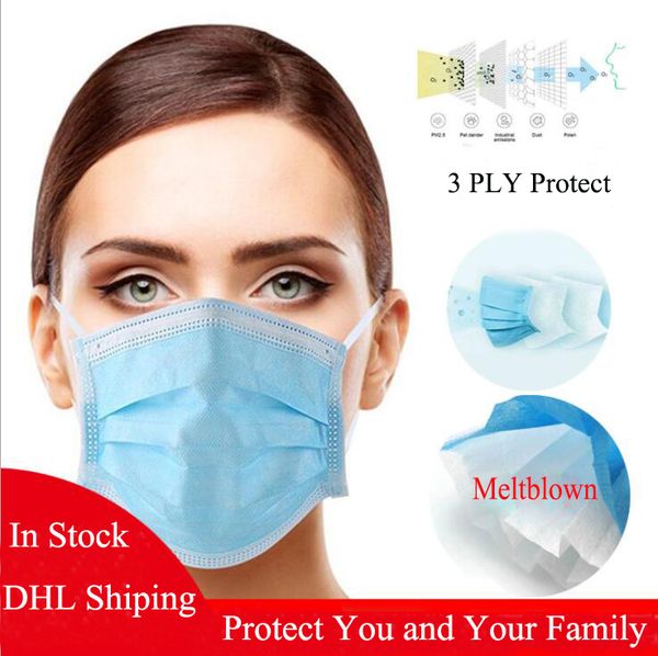 

dhl доставка одноразовые пылезащитные маски 3 слоя одноразовые антипылевые рот защитные маски для лица с эластичными серьгами маска