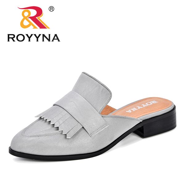 

royyna 2020 new designer slippers women shoes woman pointed toe ladies female slides slippers fashion fringe mules shoes comfy, Black