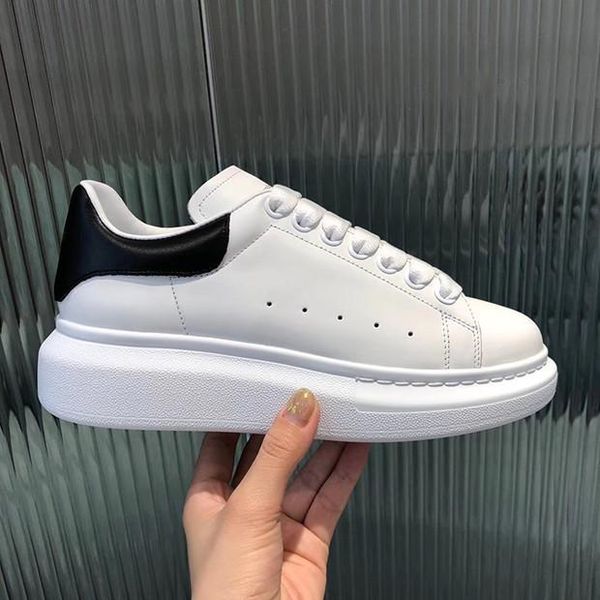 

men women platform casual shoe designer shoe fashion luxury women shoes men's leather lace up chaussures oversized sole sneakers white, Black