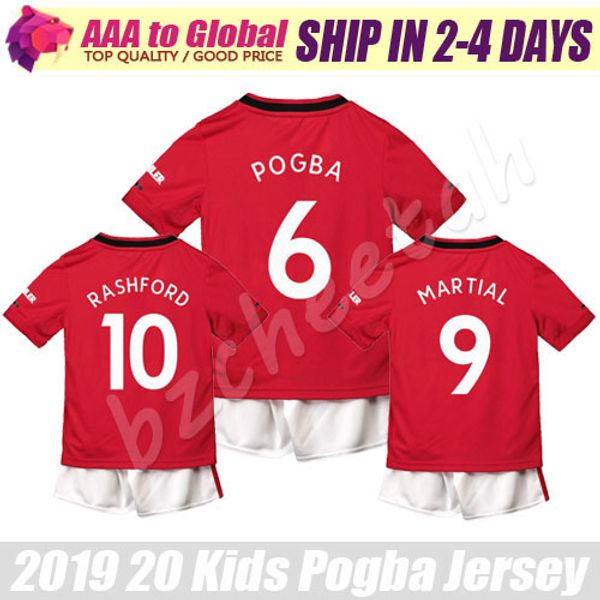 

kids pogba jersey set 2020 children james martial lingard fred rashford soccer jersey youth football shirts, Black;yellow