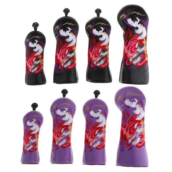 

8pcs/2 sets pu leather golf club head cover velvet golf putter headcover