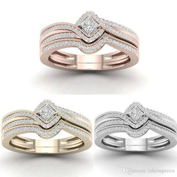 

новое прибытие wedding циркон кольцо подарков для пар любовь bling bling женщин rhinestone кольца мода ювелирные аксессуары размер 5-11, Slivery;golden