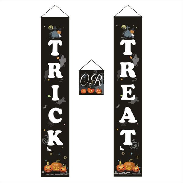 

trick or treat banner halloween decorations (3-piece set) indoor and outdoor door hanging decor | cute home or office display