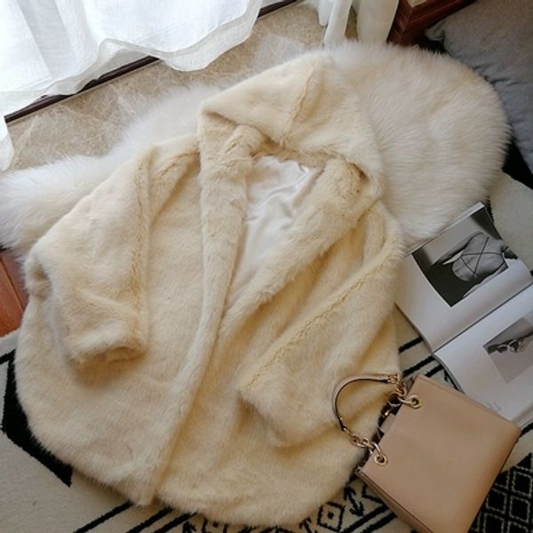 

2019 new style high-end fashion women faux fur coat s75, Black