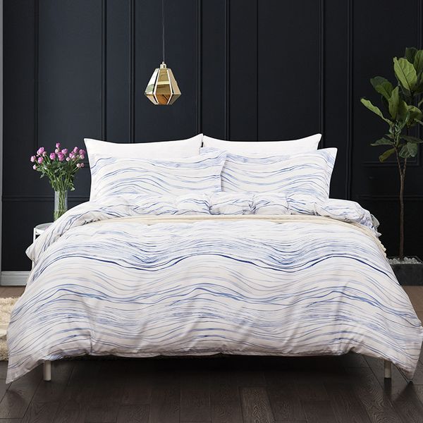 

wave marbling bedding set blue coffee color home textile all sizes bedding bed set comfortable bed linen duvet cover pillowcase