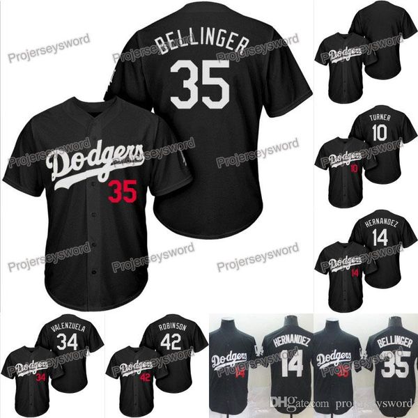 

Lo angele 10 ju tin turner dodger black jer ey 14 enrique hernandez 34 fernando valenzuela 35 cody bellinger 42 jackie robin on jer ey, Blue;black