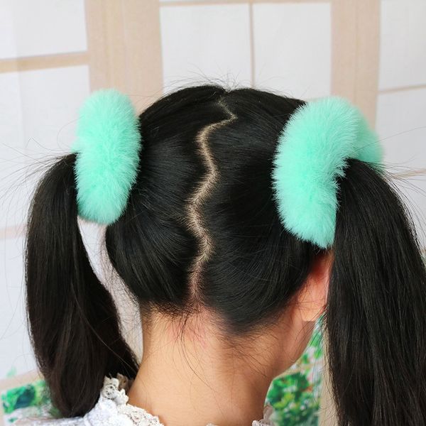 Девочки ребенка Смазливая Scrunchies искусственного меха кролика Группы Мягкие Упругие волосы Женщины хвостик резиновый держатель бэнд резинка для волос Аксессуары для волос 50шт FJ3353