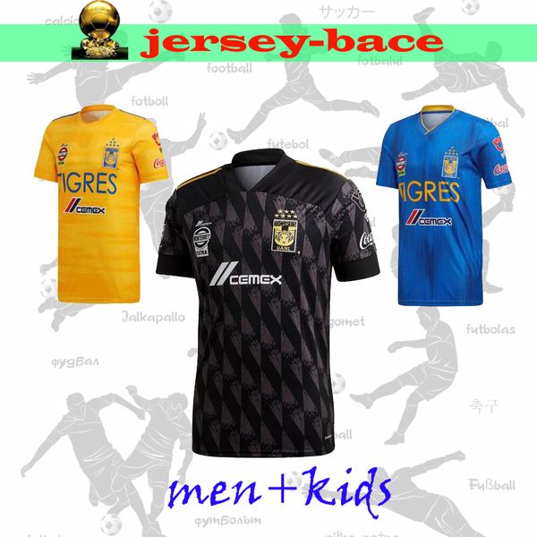 

new 19 20 liga mx club tigres soccer jersey gignac home away 3rd valencia pizarro c.salcedo kids men football shirt, Black;yellow
