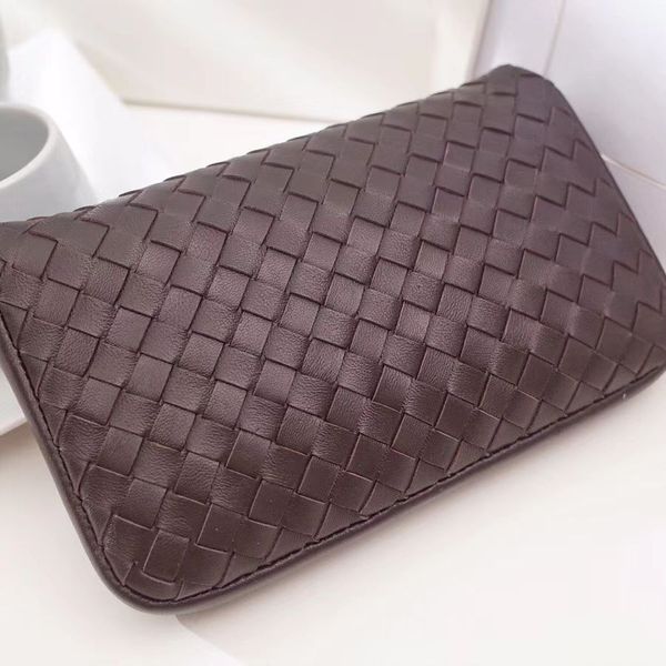 

designer quality luxury wholesale designer women's cluthes bag hand-woven long purse genuine lambskin leather fashion elegant bag