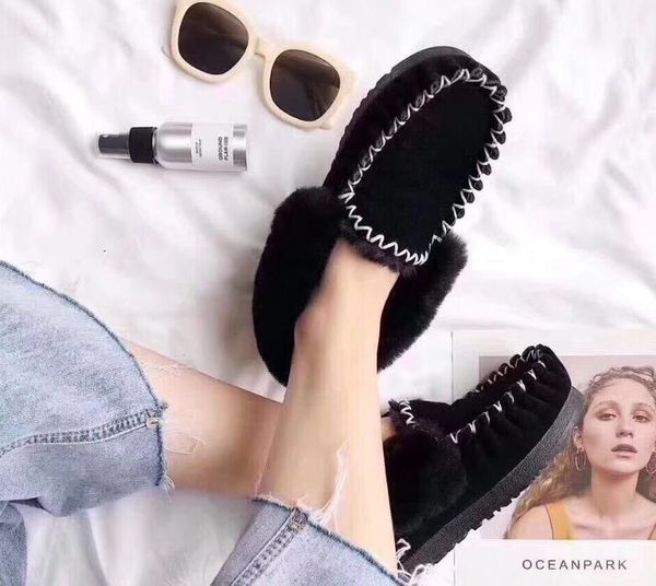 

classic selling designer's little black shoes winter sheepskin wool one shallow mouth women's snow boots baozi shoes