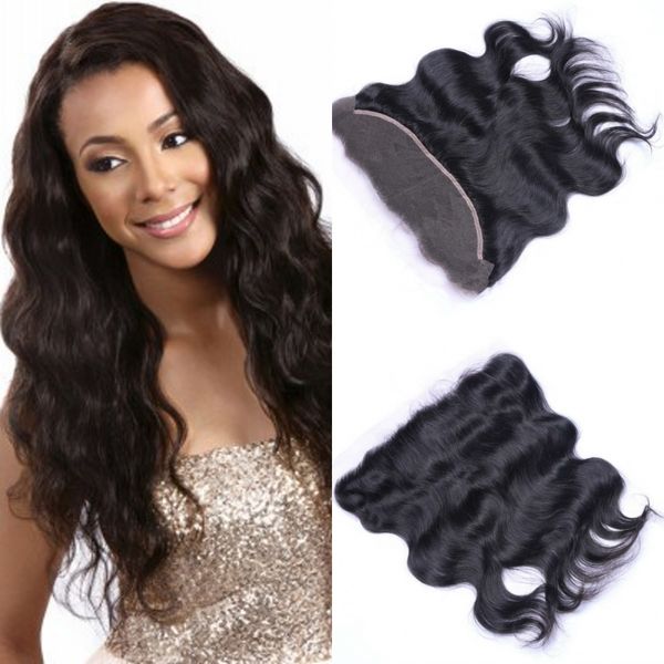 

бразильский девы волос шнурок frontals 13 * 4 человеческих волосы от уха до уха body wave фронтального закрытия ping, Black;brown