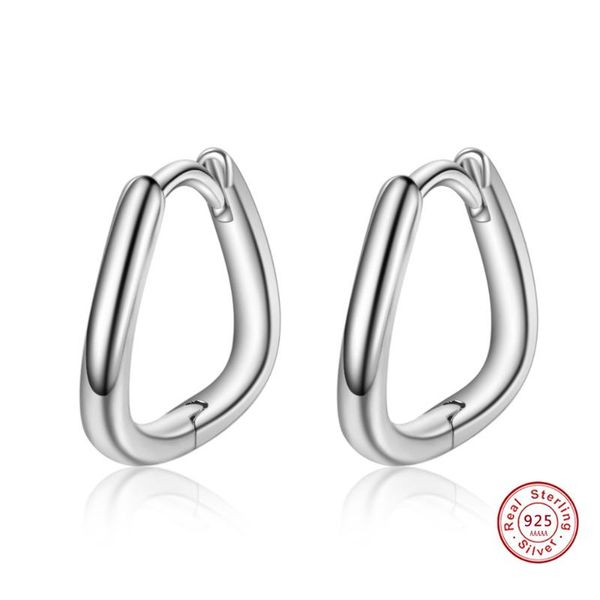 

minimalist triangle 925 sterling silver hoop earrings female small circle buckle earrings hoop ear rings for ladies buckle, Golden;silver