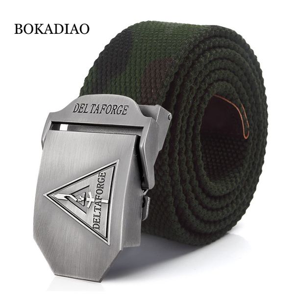 

bokadiao men&women canvas belt luxury delta force metal buckle jeans belt army tactical belts men waistband strap male, Black;brown