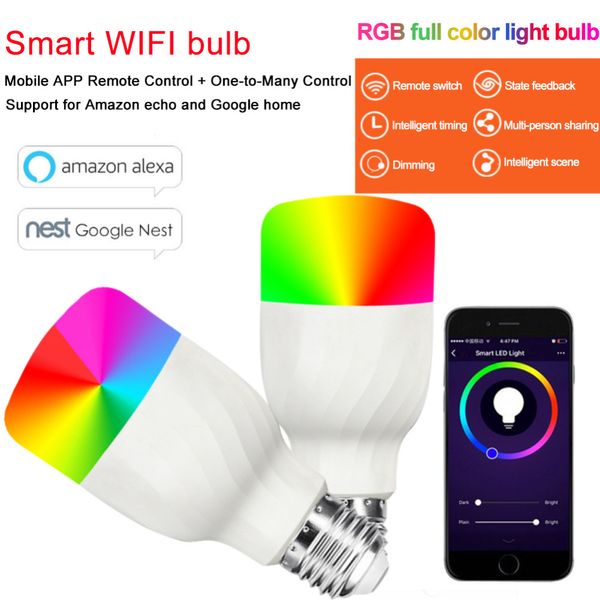 B22 Smart WiFi Light Bulb Wireless APP Remote Control LED Light Echo Alexa RGB