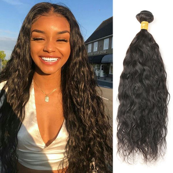 

natural wave human hair extension brazilian hair weave remy hair bundle 1 piece natural black color