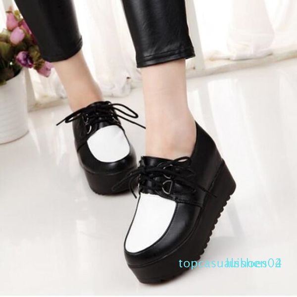 

women sneakers 2020 new fashion women casual shoes trends in female flats platform spring autumn lace up shoes size 35-40 t04, Black
