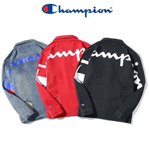 

champions tide brand denim jacket men designer jacket boutique casual parka street hip hop denim jacket men and women couple denim jackets, Black;brown