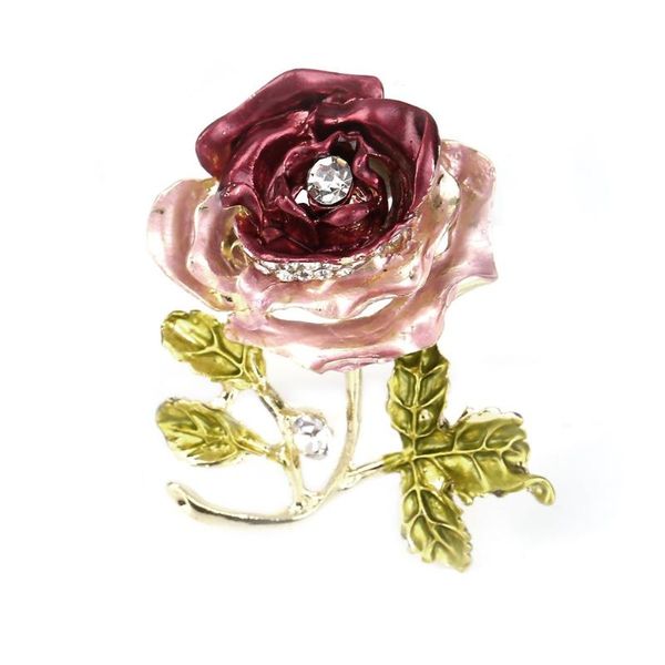 

fashion elegant women rhinestone crystal rose flower brooch pin brooches, Gray