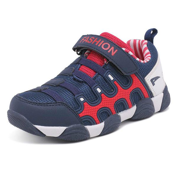 

spring autumn children shoes boys sneakers for girls sport casual shoes breathable leather hook&loop running school 27-37, Black;red