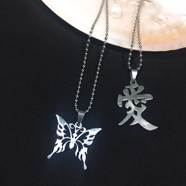 

harajuku stainless steel necklace for women jewelry bead chain female symbol internet girl choker punk rock collares mujer cl61, Silver