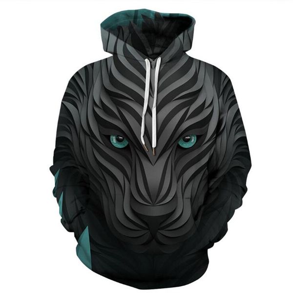 

fashion christmas cartoon wolf spider cat man 3d sweatshirts autumn 2019 winter women couple hoodies boy punk mens clothes, Black
