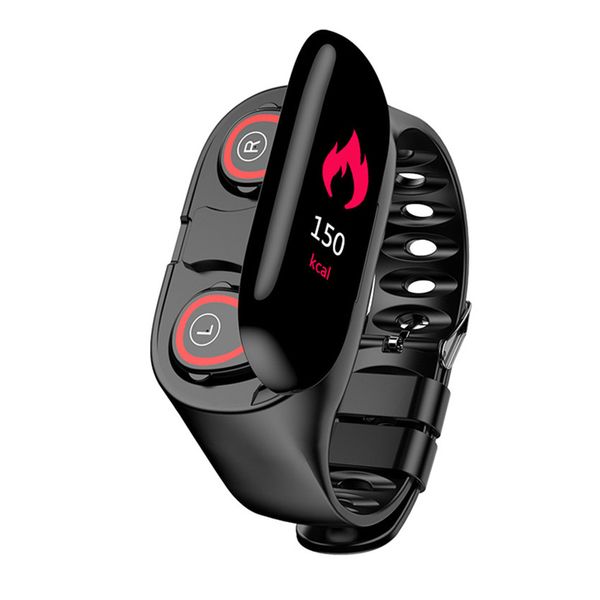 

sport smart fitness bracelet for women men m1 watch with bluetooth wireless earphone tws earbuds smart wristband hate rate blood pressure