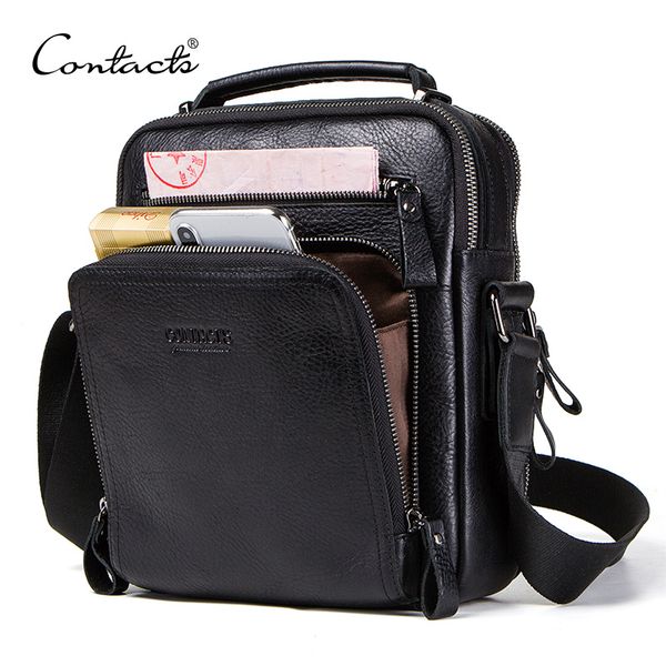 

100% genuine leather men shoulder bag crossbody bags for men bolsas fashion messenger bag for 9.7" ipad