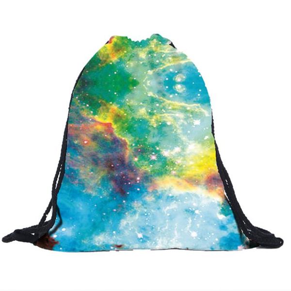 

2019 drawstring bag summer 3d printing star sky bag rucksack women bagpack travel mochila feminina sac a dos