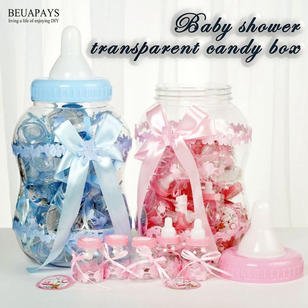 

1pcs baby shower transparent candy box feeding bottle nipple diy birthday decoration it's a girl it's a boy festival accessories