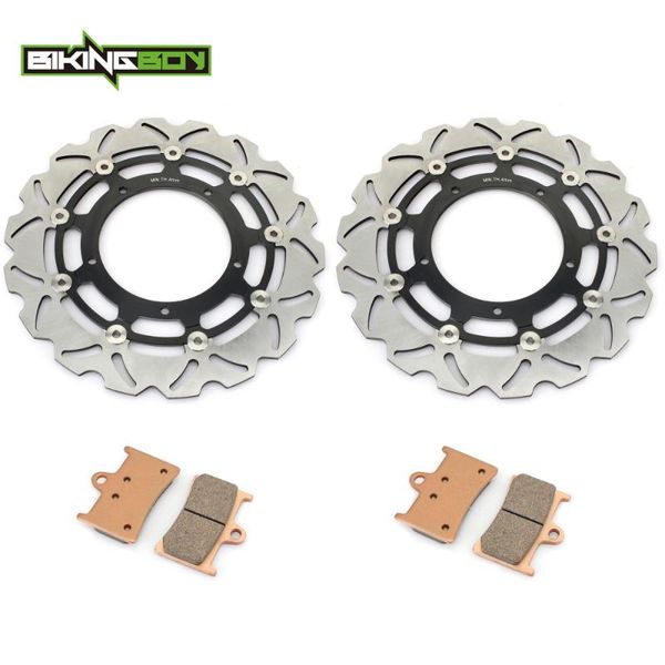 

bikingboy black / gold front brake discs disks rotors pads for yzf r1 yzf-r 1000cc 04 05 15 2004 2005 2020