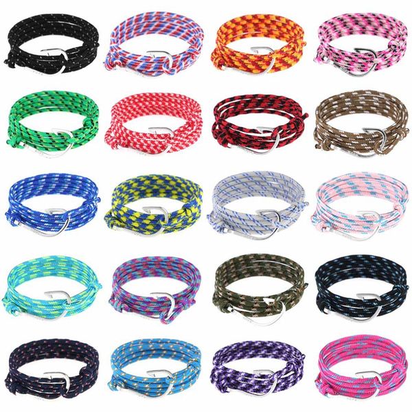 

европейская американская мода древний серебряный якорь крючки браслет шарма морской многоцветный обмотки нейлоновой веревки дизайнерский бра, Black