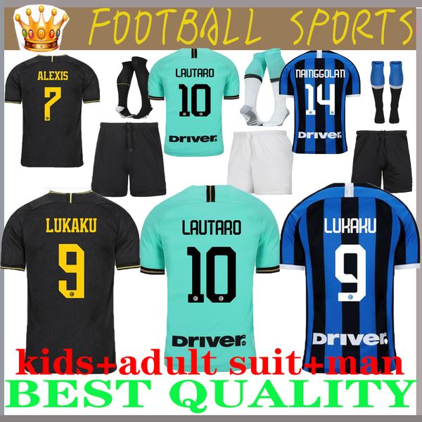 

suit 19 20 lukaku alexis camisa de futebol inter milan milÃ£o 2019 2020 lautaro skriniar 19 20 inter milan suit kids jersey, Black;yellow